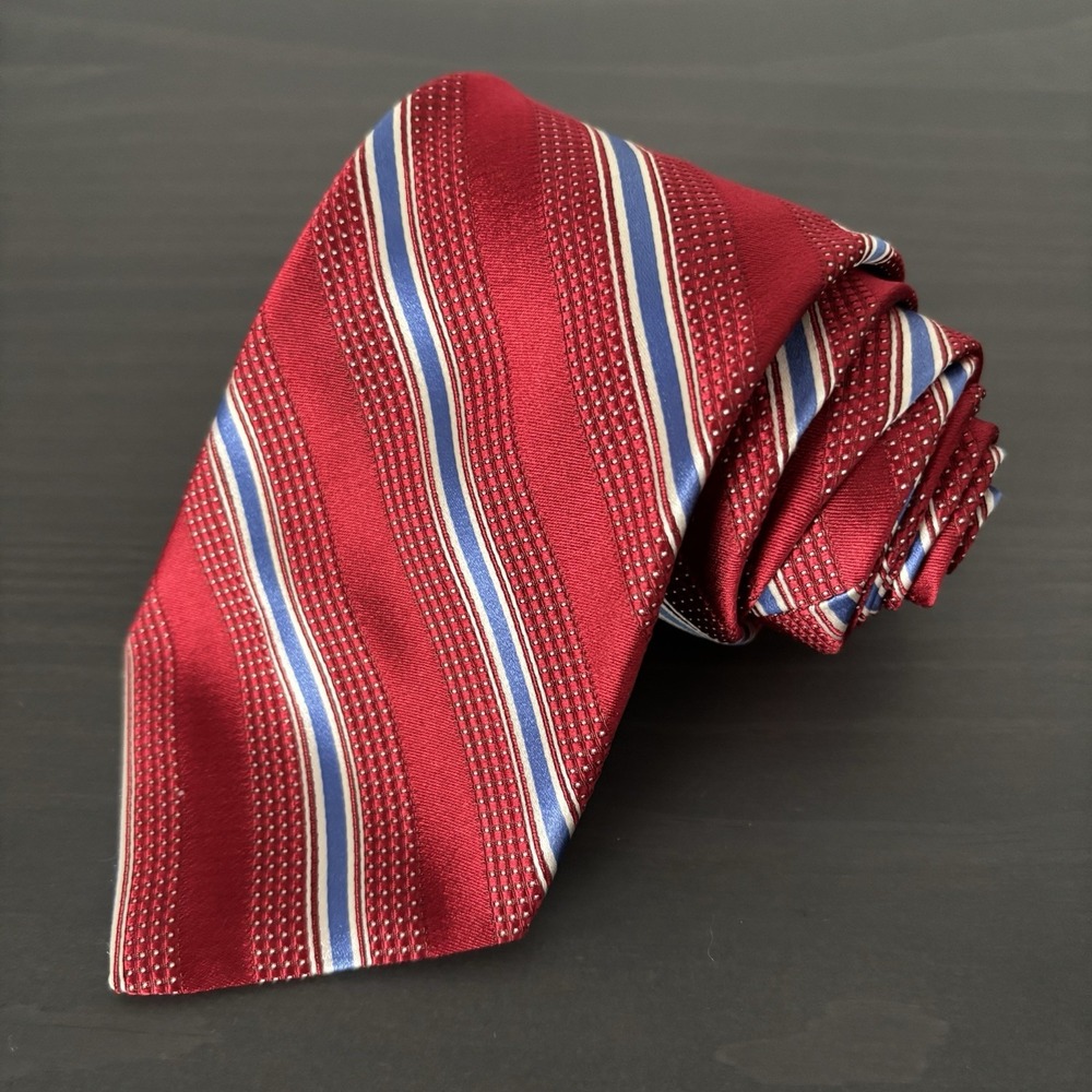 Hart Schaffner Men's Marx‎ Necktie Red Stripe Classic Business Silk Blend Tie